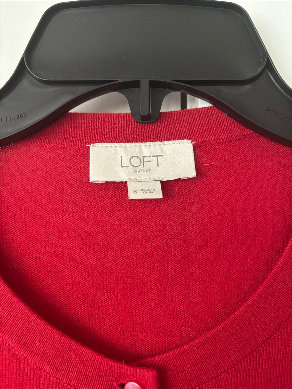 LOFT Red Crewneck Button-Front Cardigan - Picture 2 of 4